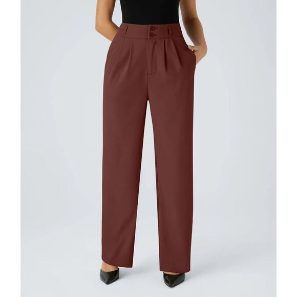 NWT Size Med Halara High Waisted Button Zipper Side Pocket Shirred Straight Leg - Picture 1 of 2